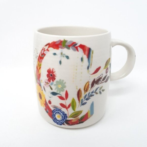 Anthropologie Petal Palette Monogram Mug "C" | 14 oz Stoneware - Picture 2 of 6